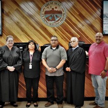 Pro-Tem Judge Smith, Vice-President Hall, President Joaquin, Judge Ulloa, Alex Cardenas